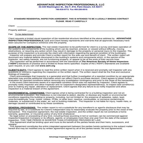 Blank aip inspection agreement