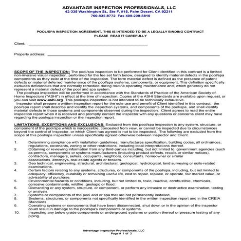 AIP Pool-Spa Inspection Agreement