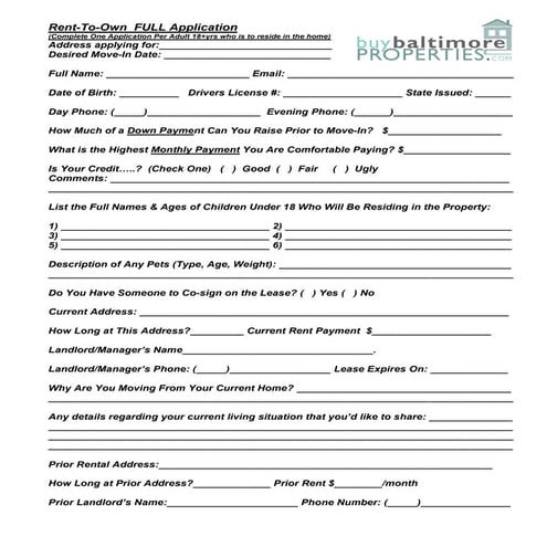 Rent-To-Own Application