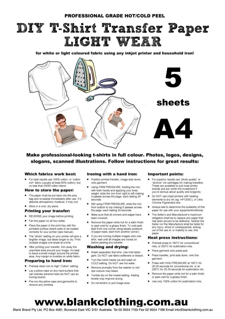 Blank Clothing DIY Tshirt Transfer Paper