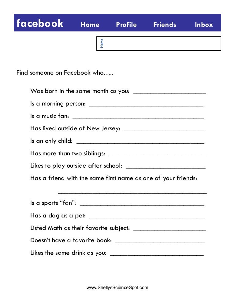 Blank Facebook Activity Page