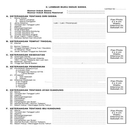 Blanko buku induk smp | PDF