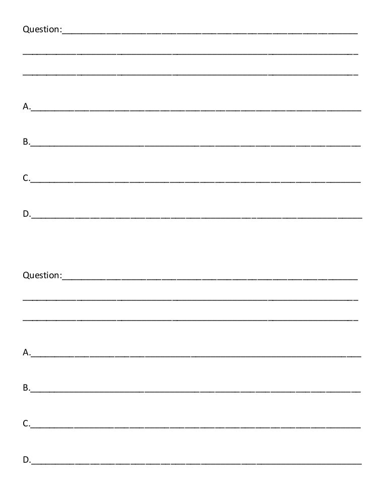Blank Test Question Forms For Mc Blank Test Question Forms For Mc