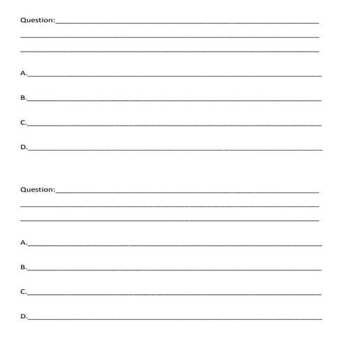 Blank test question forms for mc
