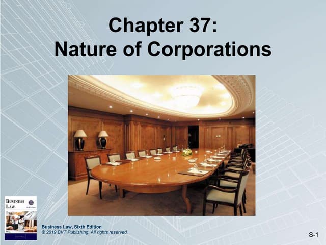 Chapter 37: Nature of Corporations