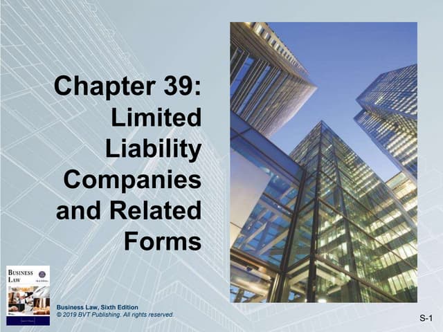 Chapter 39: Limited Liability Companies and Related Forms