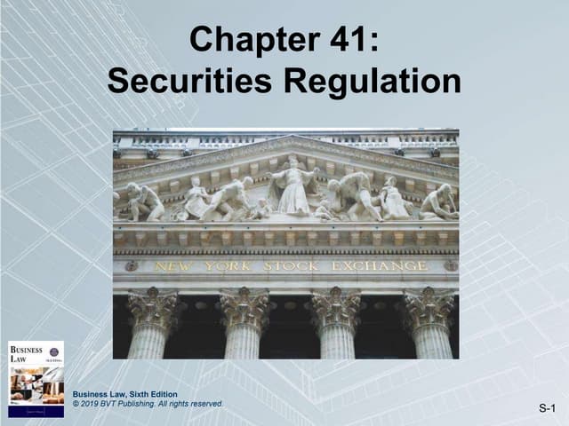 Chapter 41: Securities Regulation