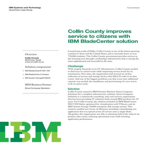 Collin County improves service to citizens with IBM BladeCenter solution