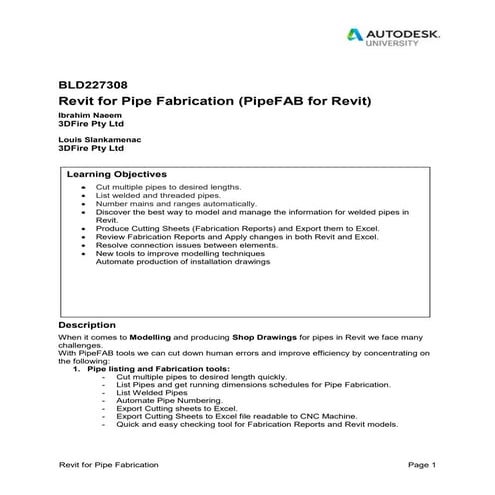 PipeFab For Revit_AU_LasVegas_2018