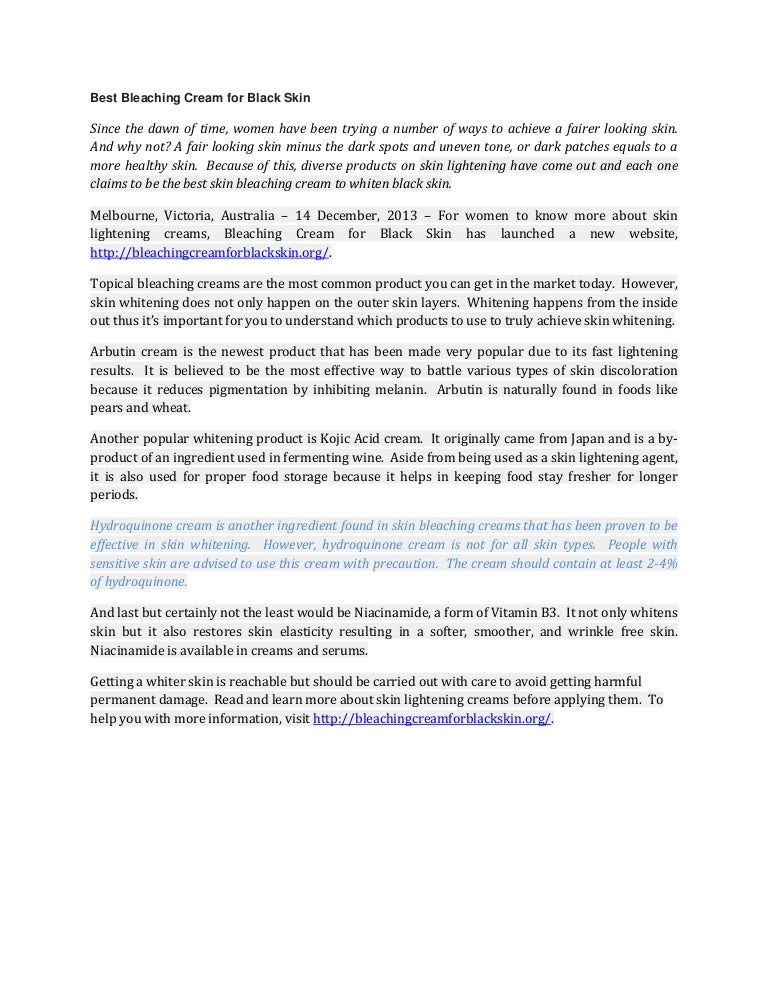 hydroquinone cream for black skin