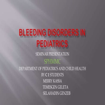 Bleeding disorder in pediatrics