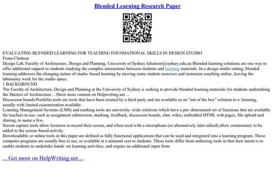 Blended Learning Research Paper