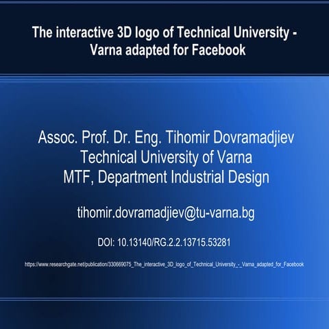 The interactive 3D logo of Technical University - Varna adapted for Facebook
