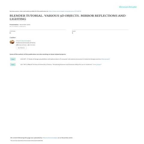 Tihomir Dovramadjiev PhD. Blender Tutorial. Various 3D Objects. Mirror Reflec...