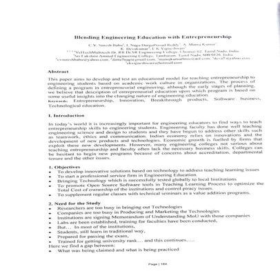 Blending engineering education with entrepreneurship 