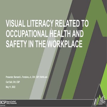 Visual Literacy Related to OSH in the Workplace