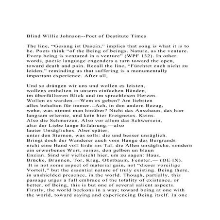 Blind Willie Johnson--Poet of Destitute TimesThe line, Gesa.docx