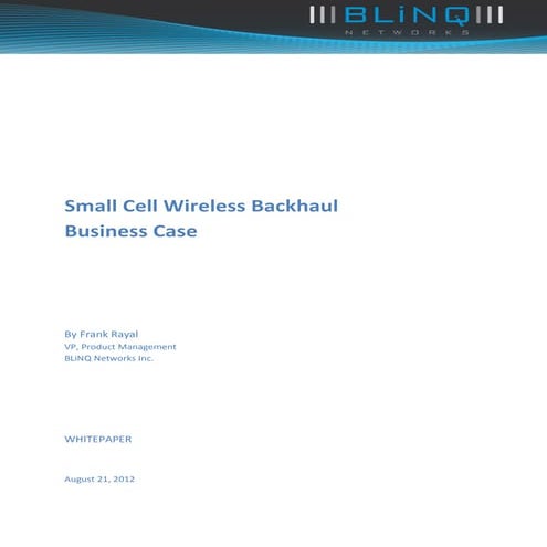 Small Cell Wireless Backhaul Business Case