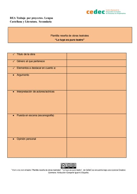 Plantilla reseña obras teatrales 