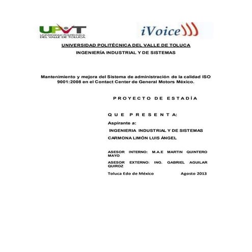 Mantenimiento y mejora del S.A.C ISO 90012008 en el CC-GMM