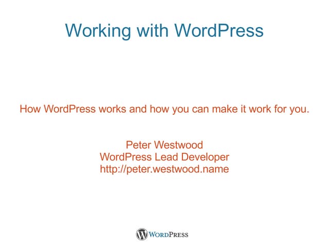 Working With WordPress