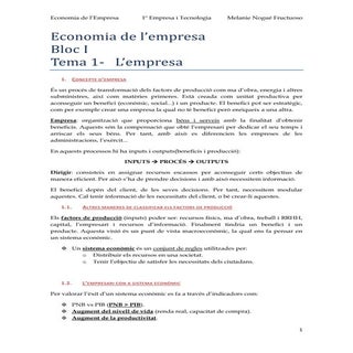 Economia de l'empresa, apunts bàsics