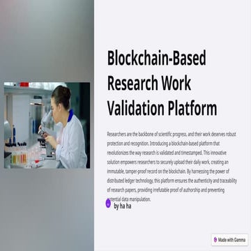 Blockchain-Based Platform for Secure Research Validation and Authorship ...