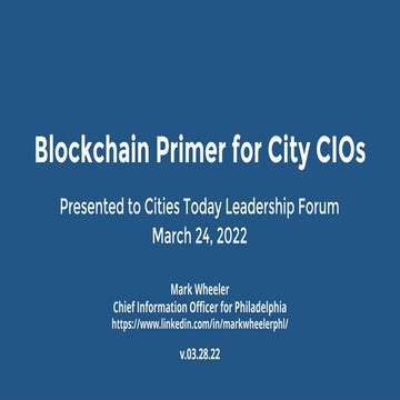 Blockchain - Primer for City CIOs v03 28 22
