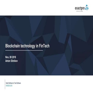 Blockchain technology-in-fin tech - Anton Sitnikov