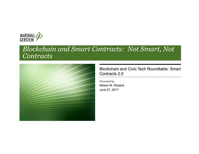 Blockchain and Smart Contracts