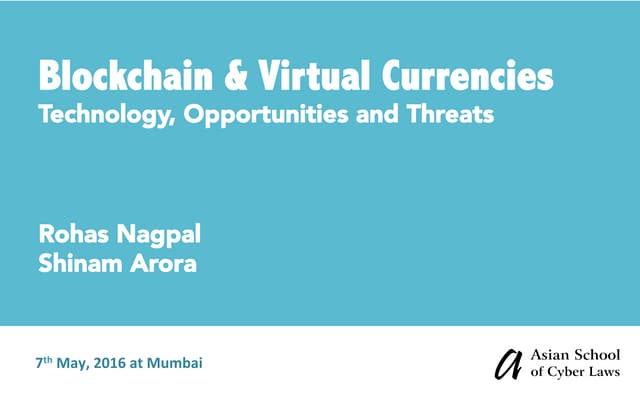 Introduction to blockchain and crypto currencies