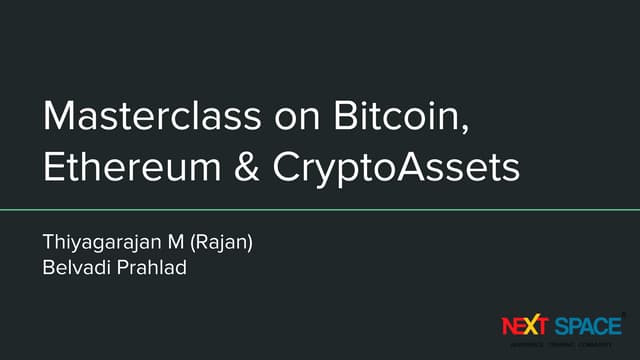 Blockchain, Bitcoin, Crypto assets, Initial Coin Offer workshop