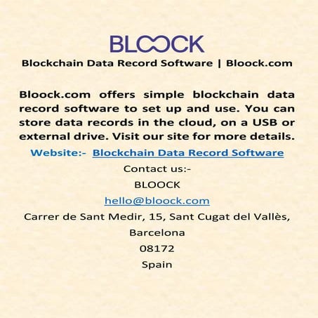 Blockchain Data Record Software | Bloock.com