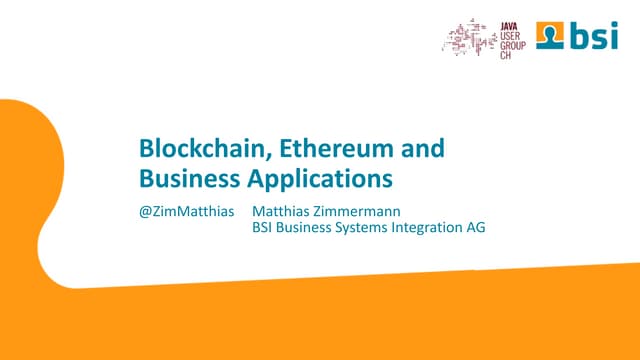 Blockchain, Ethereum and Business A...