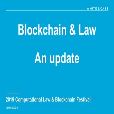 20190316 - CLBFest - Blockchain & the law - Willem Van de Wiele