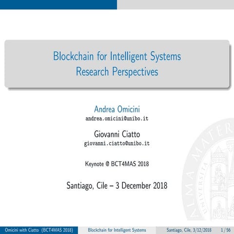 Blockchain for Intelligent Systems: Research Perspectives