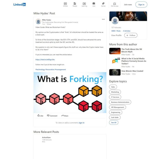 This is a Copy of My Blockchain Forks LinkedIn Post | PDF