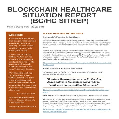 Blockchain Healthcare Situation Report (BC/HC SITREP) Volume 2 Issue 4, 22 - ...