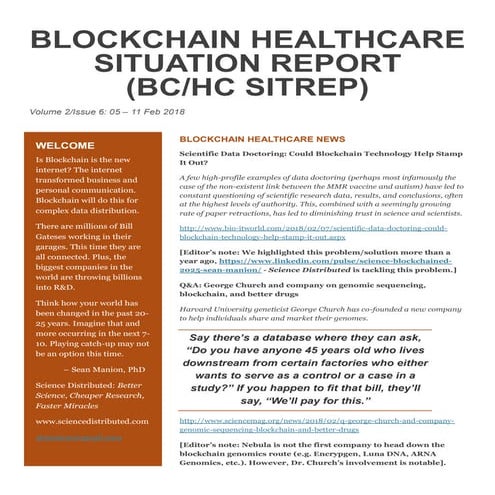 Blockchain Healthcare Situation Report (BC/HC SITREP) Volume 2 Issue 6, 05 - ...