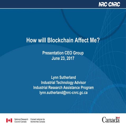 How Will Blockchain Affect Me? - June 2017