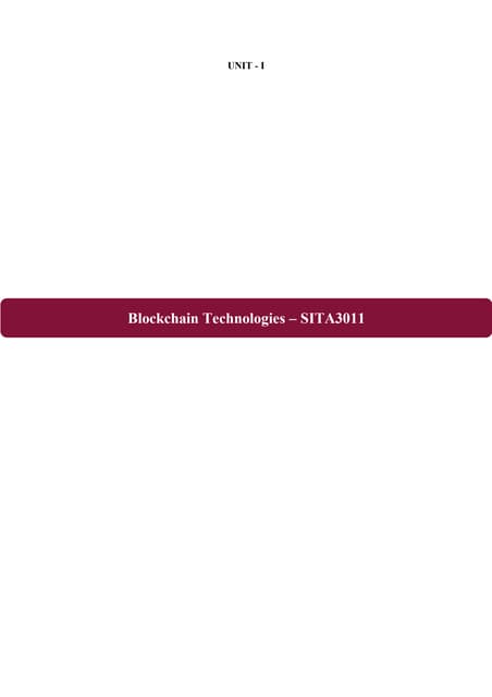 Introduction to Blockchain Technology Notes
