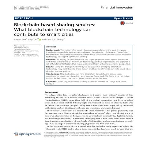 Blockchain-based sharing services: What blockchain technology can contribute ...