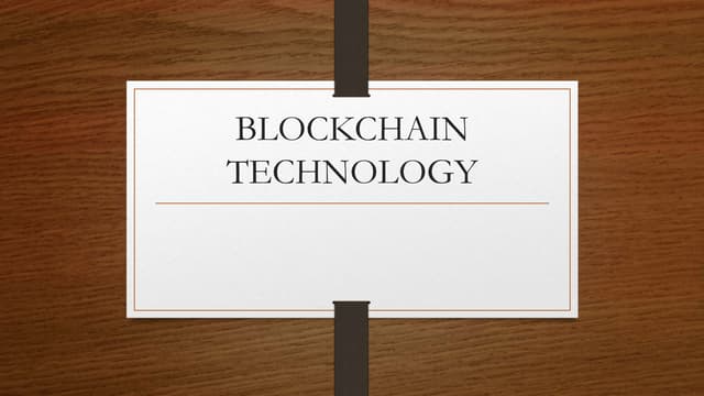 Block chain technology