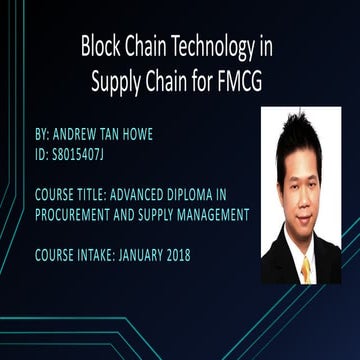 Block Chain Technology in Supply Chain for FMCG