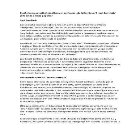 Saul Ameliach: Blockchain: evolución tecnológica ¡dile adiós a tanto papeleo!