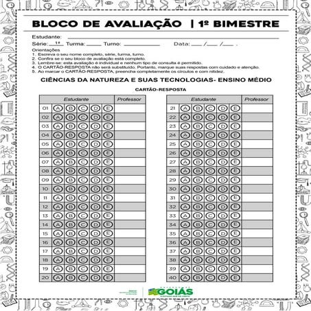 BLOCO DE AVALIAÇÃO- CIÊNCIAS DA NATUREZA E SUAS TECNOLOGIAS - 1ª SÉRIE.pdf