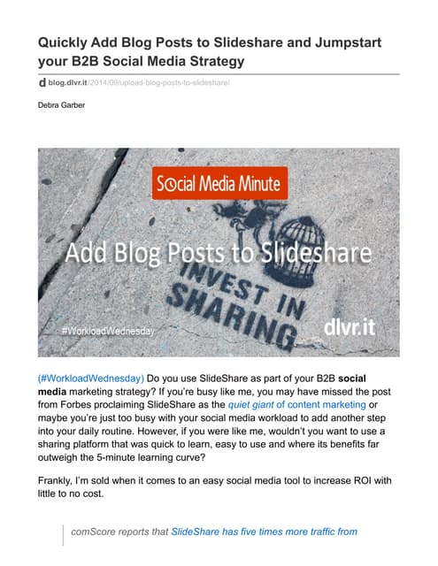Successful B2B Social Media Includes SlideShare to Improve SEO and Traffic