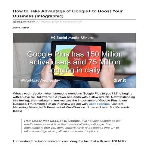How to Take Advantage of Google+ to Boost Your Business (Infographic)