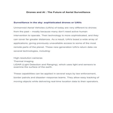 Drones and AI : The Future of Aerial Surveillance