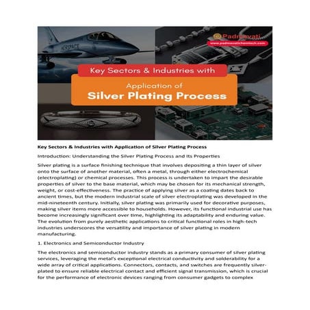 Key Sectors & Industries with Application of Silver Plating Process